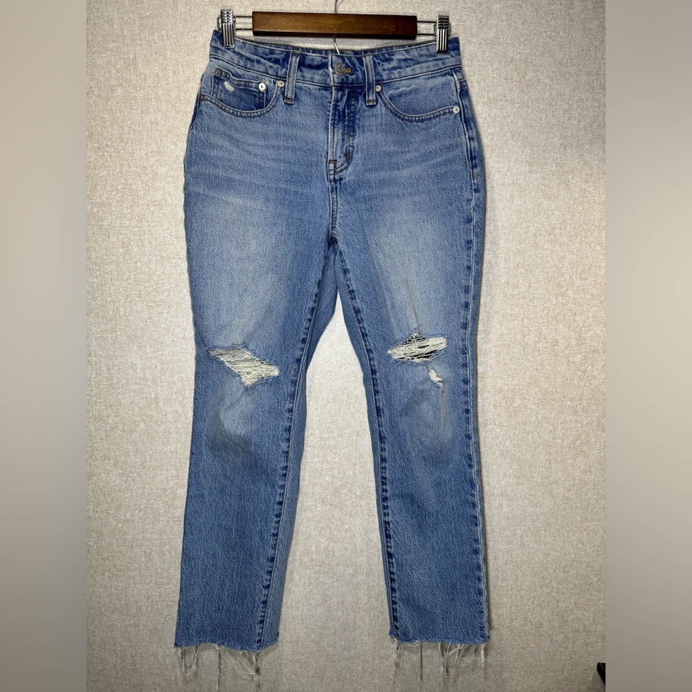Madewell Curvy Perfect Vintage Jeans Distressed Indigo Dyed Boho Size 26p